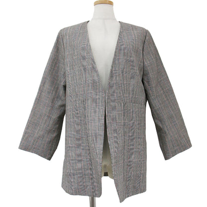 Jane Smith Jacket Gray 36 S Middle No Collar V Neck Buttonless Glen Check Wool L