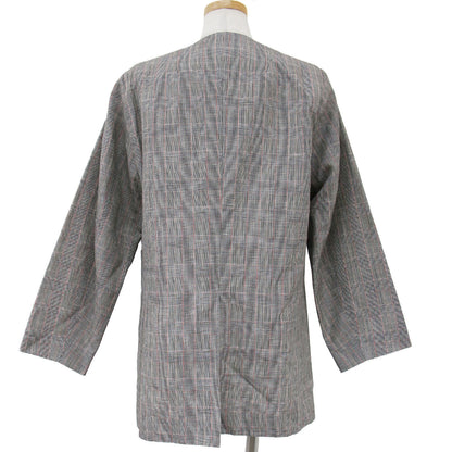 Jane Smith Jacket Gray 36 S Middle No Collar V Neck Buttonless Glen Check Wool L