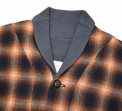 Ink Ombre Check Shawl Collar Cardigan Red M