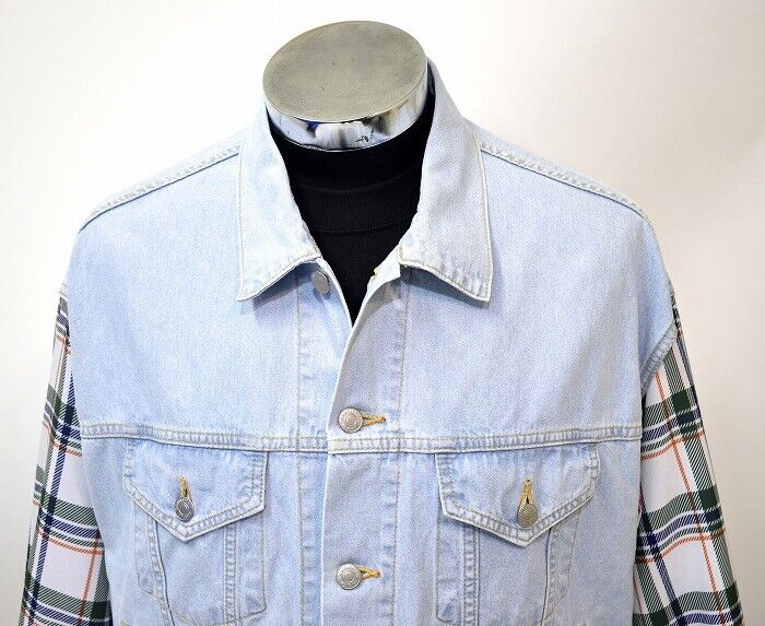 Mistergentleman Madras Check Slit Shoulder Denim Jacket