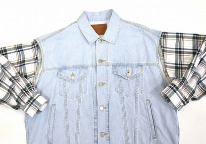 Mistergentleman Madras Check Slit Shoulder Denim Jacket