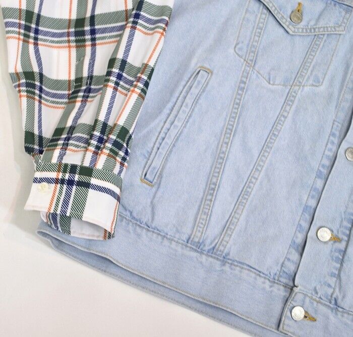 Mistergentleman Madras Check Slit Shoulder Denim Jacket