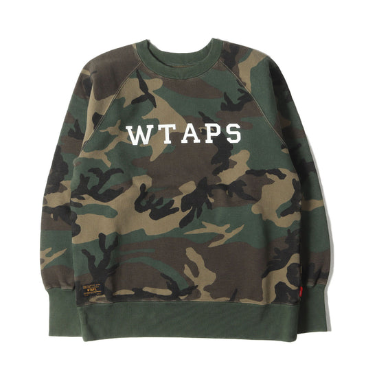 Wtaps Double Taps Sweatshirt Size S Woodland Camo College Logo Crew Neck Design