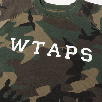 Wtaps Double Taps Sweatshirt Size S Woodland Camo College Logo Crew Neck Design