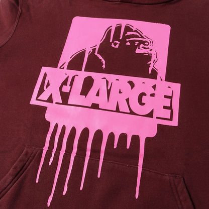 X-Large Extra Large Hoodie Size M Paint Gorilla Sweatshirt Burgundy Tops Men's