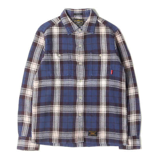 Wtaps Double Taps Shirt Size S Heavy Weight Check Flannel Union L/S 02 Navy Brow