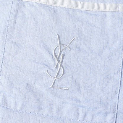 Yves Saint Laurent Shirt Size L Ysl Logo Embroidery Jacquard All Over Pattern Pa