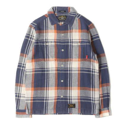 Wtaps Double Taps Shirt Size S Heavy Weight Check Flannel Union L/S Navy Orange