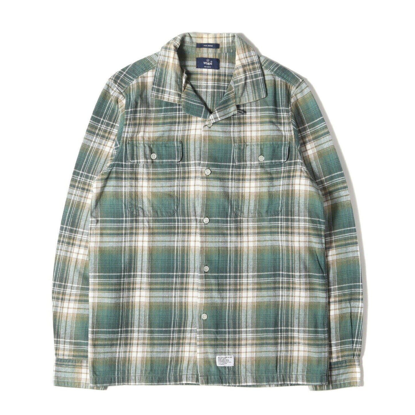 Wtaps Double Taps Shirt Size M Open Collar Check Work Vatos L/S Green Brown Tops