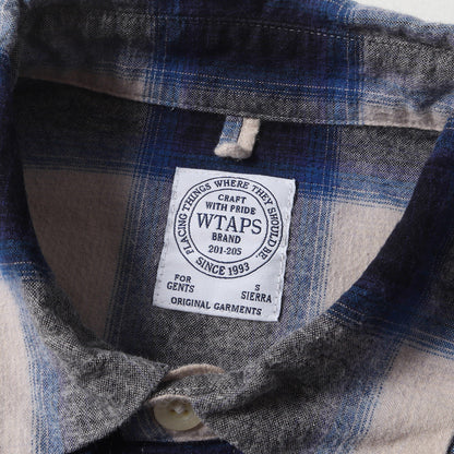 Wtaps Double Taps Shirt Size S Ombre Check Flannel Vatos L/S Navy Beige Tops Cas