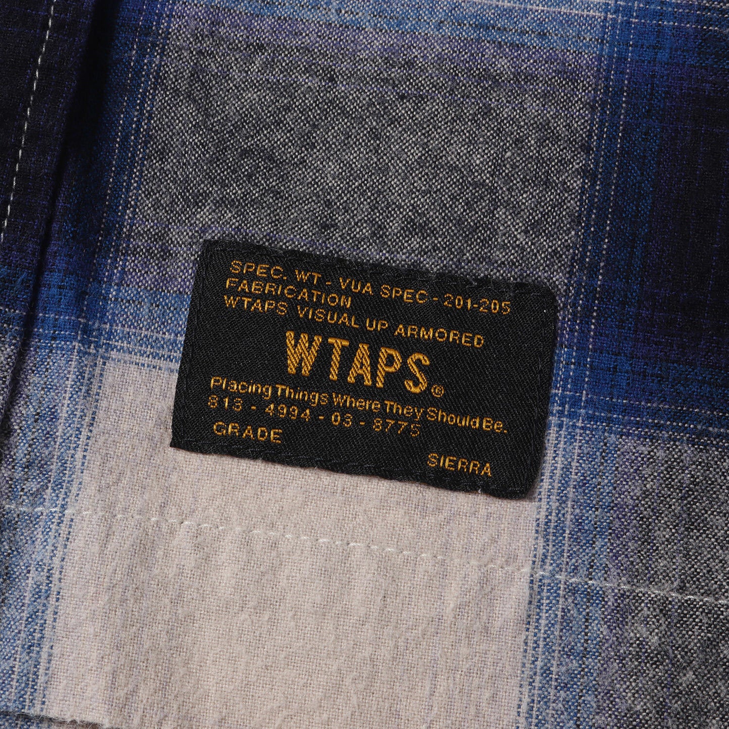 Wtaps Double Taps Shirt Size S Ombre Check Flannel Vatos L/S Navy Beige Tops Cas