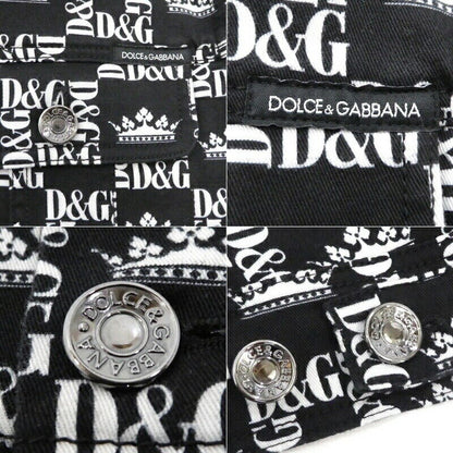 Dolce Gabbana Logo Check Denim Jacket All-Over Pattern Trucker G90H7T/Fsfig Dome