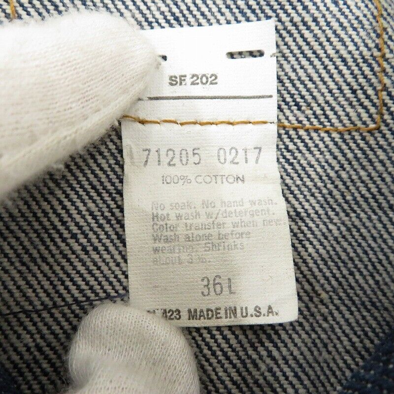 Levi's Denim Jacket 80 Made In Usa Back Button Engraved 71205-0217 Blue Size 36