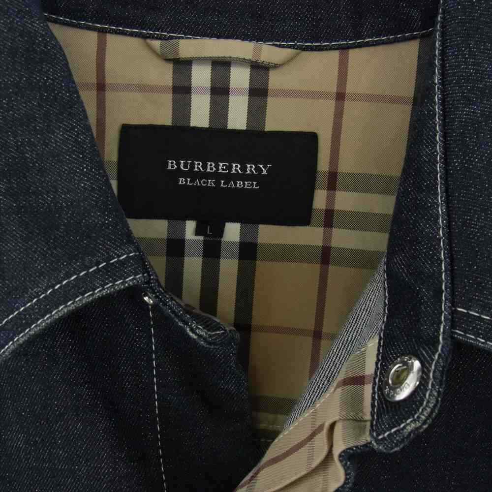 Burberry Black Label Bmp57-815-28 Flower Motif Nova Check Denim Jacket Indigo Bl