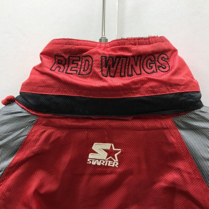 90 Glossy Red Detroit Wings Half Zip Heavy Nylon Jacket Filling Long Sleeve 2XL