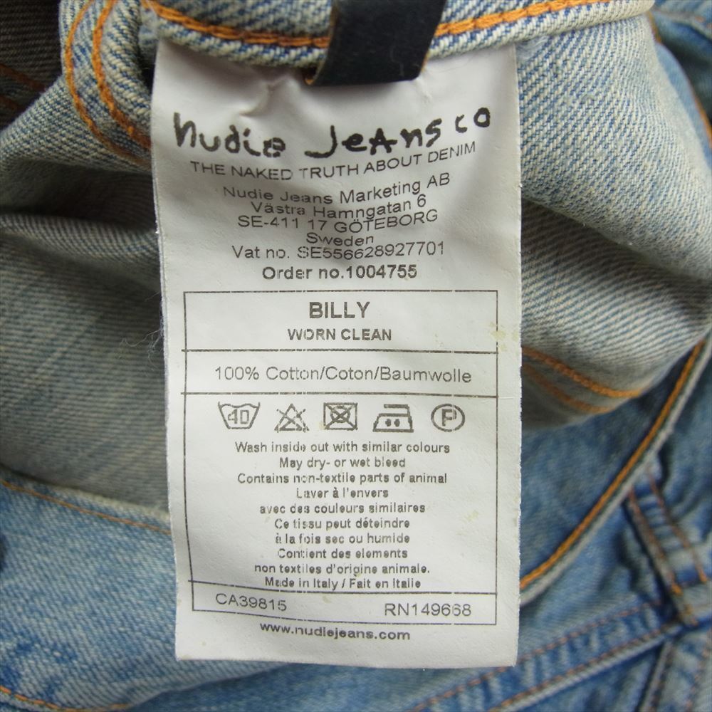 Nudie Jeans 45161 5013 Billy Worn Clean Denim Jacket Men Size XS Near Mint