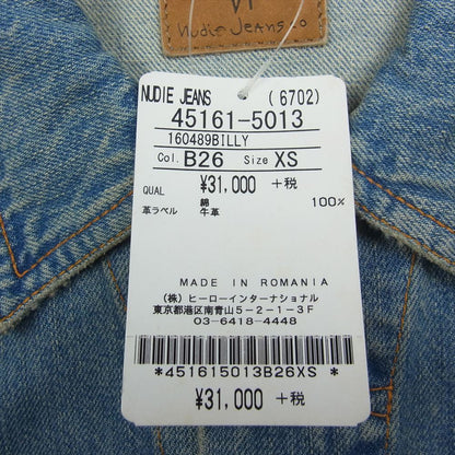 Nudie Jeans 45161 5013 Billy Worn Clean Denim Jacket Men Size XS Near Mint