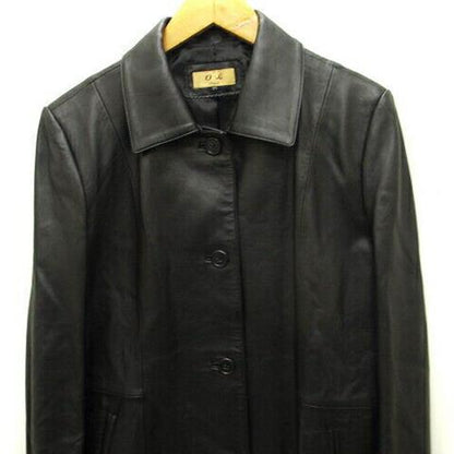 Jacket Leather Sheepskin Plain Black 77 L Outerwear Gy22 Ladies Vector 240120