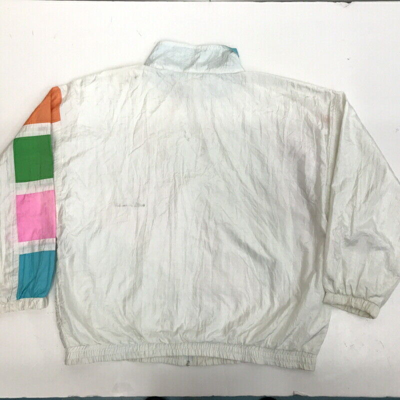 80 90 Wrinkle Processing Switching Multi-Color Nylon Zip Blouson Jacket White XL