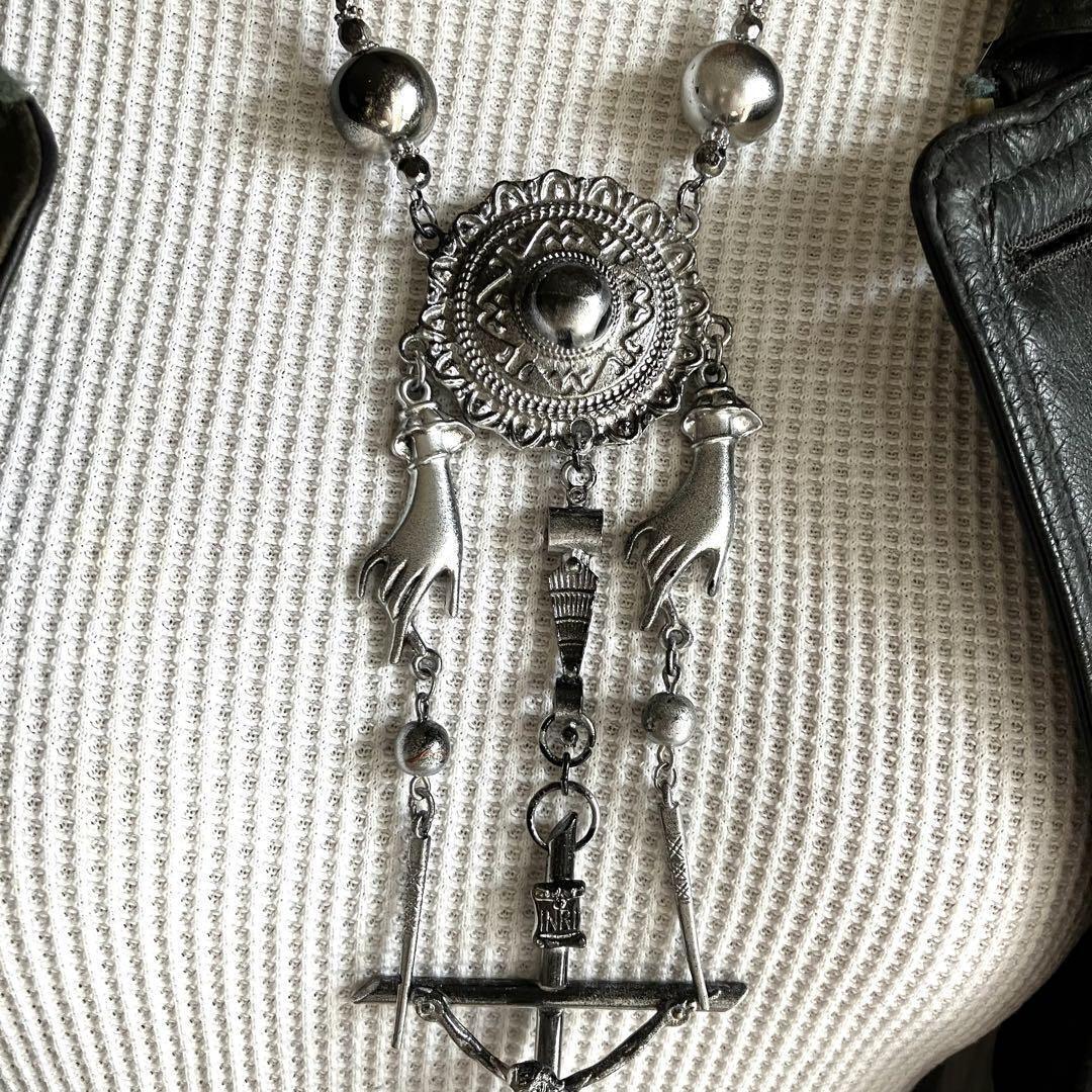 1 Item Jean Paul Gaultier Crucifixion Karma Cross Necklace Rare Silver