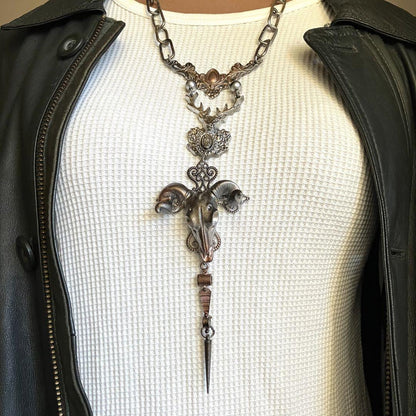 1 Item Jean Paul Gaultier Buffalo Skull Stag Chain Necklace