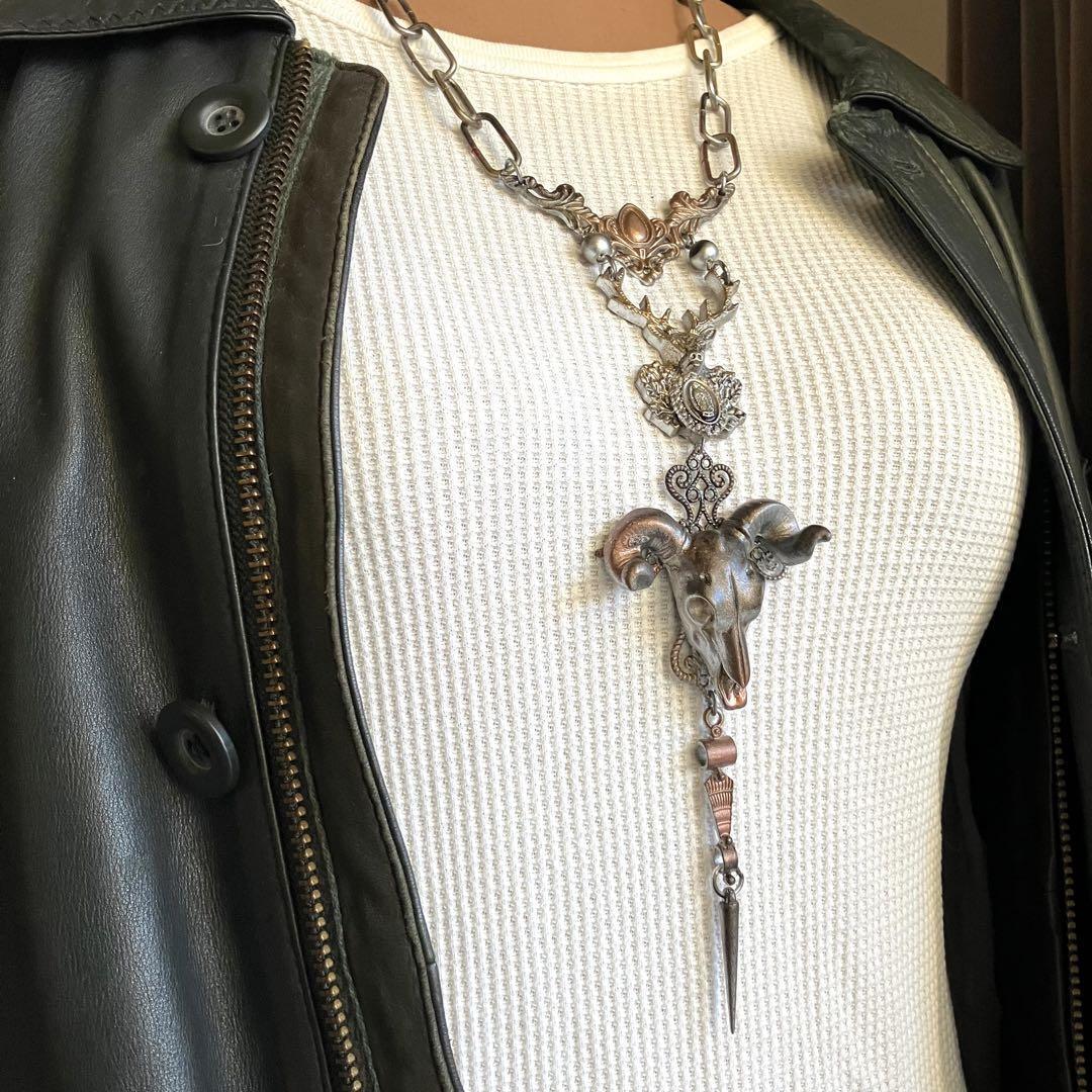 1 Item Jean Paul Gaultier Buffalo Skull Stag Chain Necklace