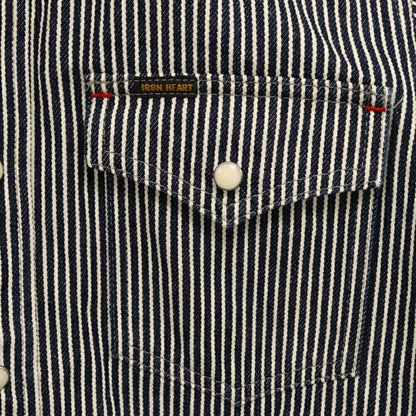 IRON HEART Size S Denim Striped Shirt Jacket Navy/White Condition B Color Navy O