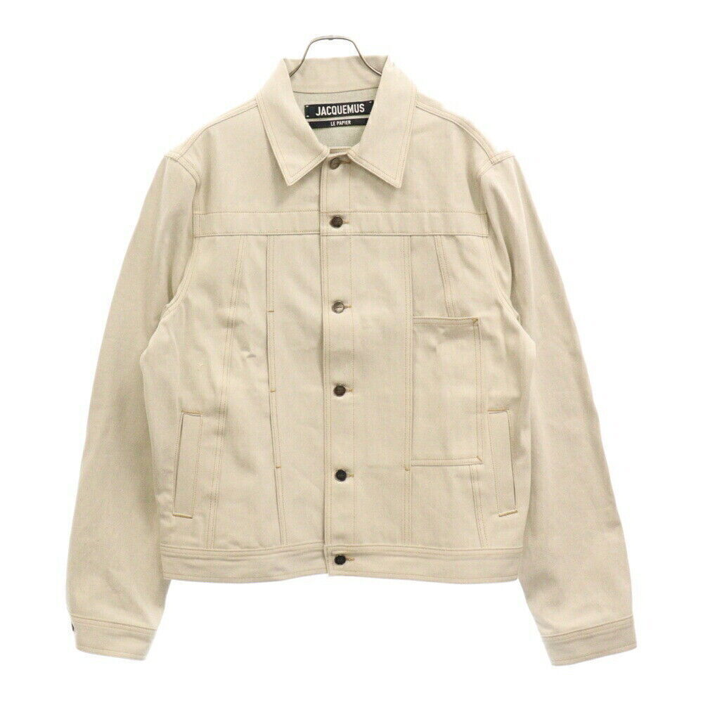 Jacquemus Size 50 Le Papier Paneled Denim Jacket Panel Ivory Condition A