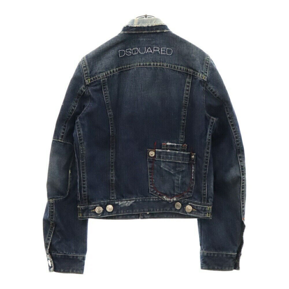 Dsquared2 Size 48 Multi-Stitch Distressed Denim Jacket Indigo 01039/0051 Conditi