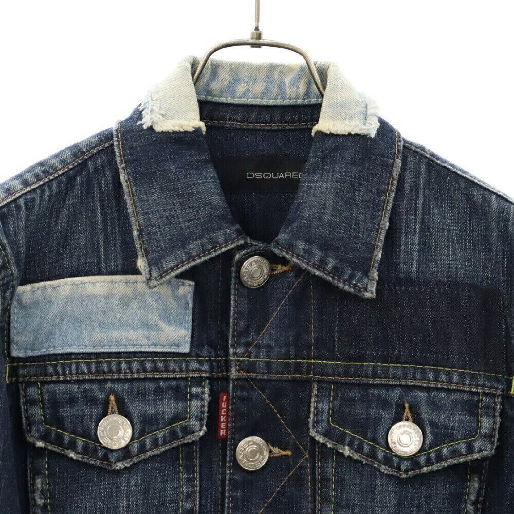 Dsquared2 Size 48 Multi-Stitch Distressed Denim Jacket Indigo 01039/0051 Conditi