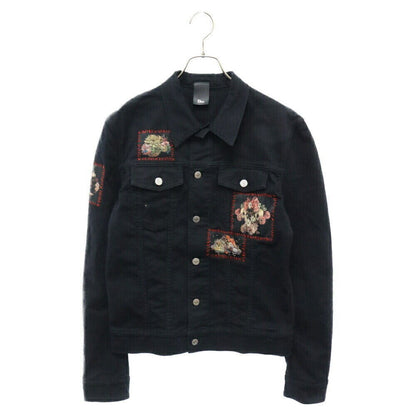 Dior Homme Size 50 17SS Toru Kamei Vanitas Patch Denim Jacket 763C484K5894 Black