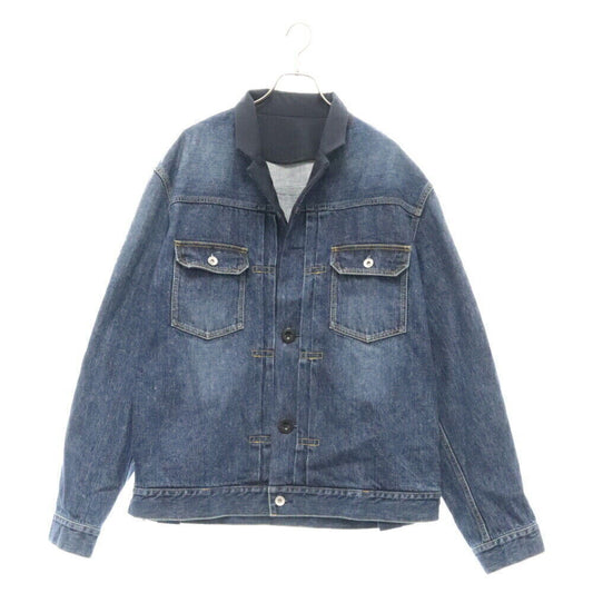 Sacai Size 3 Blue Stand Collar Denim Jacket Indigo 24-03351M Condition A Color O