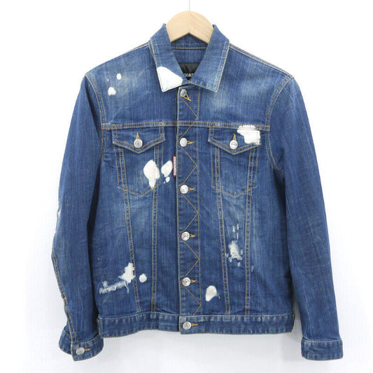 Dsquared2 Denim Jacket Paint Damage Processing Blue Size 44 F112