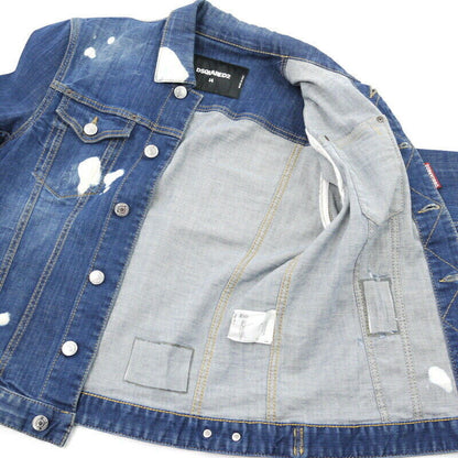 Dsquared2 Denim Jacket Paint Damage Processing Blue Size 44 F112