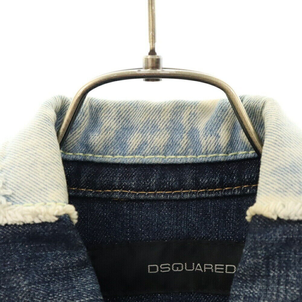 Dsquared2 Size 48 Multi-Stitch Distressed Denim Jacket Indigo 01039/0051 Conditi