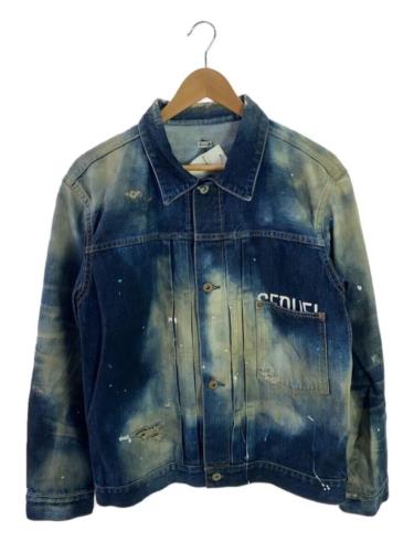 Sequel Damaged Painted Denim Jacket Cotton Indigo Men Size M Good Condition