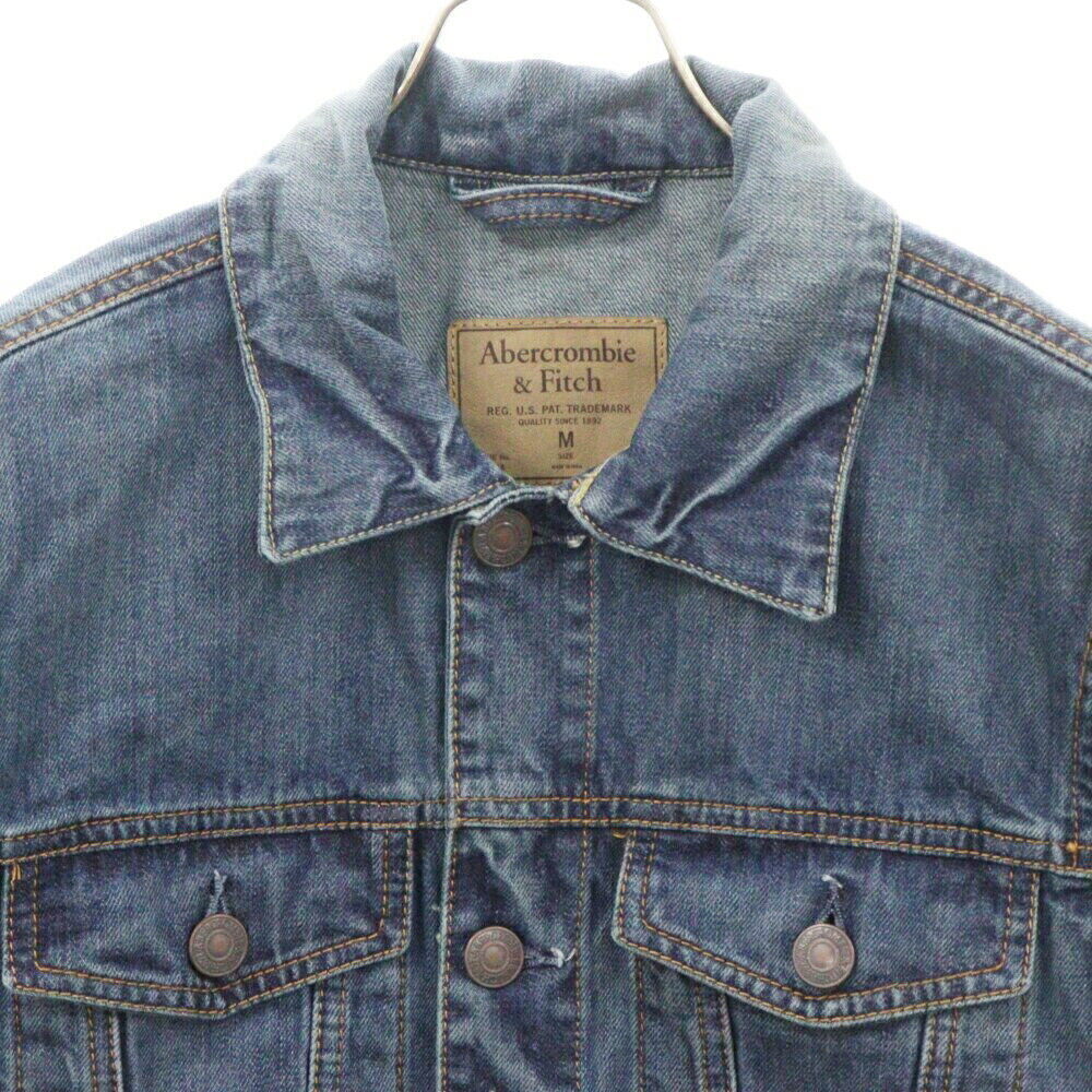 Abercrombie Fitch Size M Back Logo Patch Cotton Denim Jacket Indigo Condition B