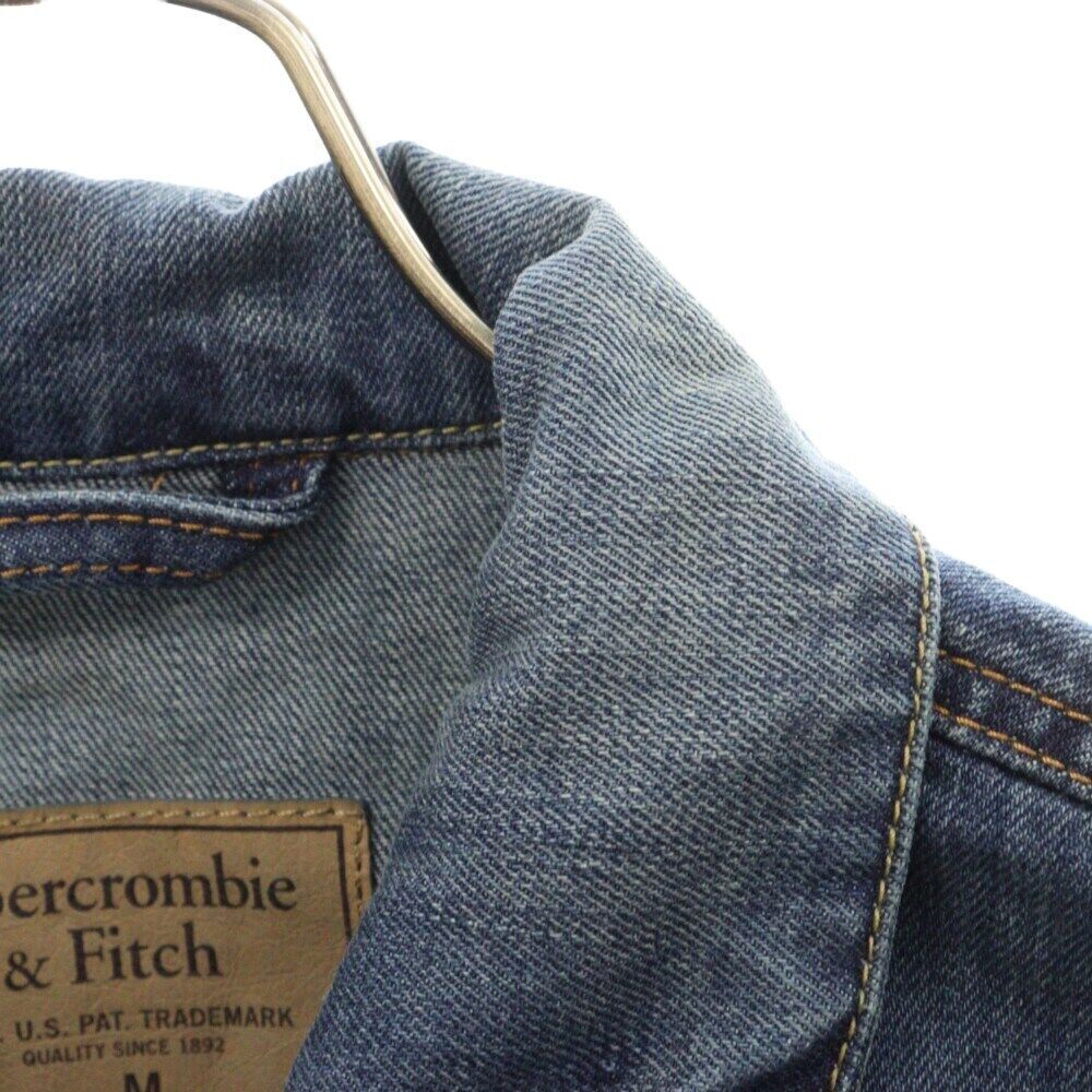 Abercrombie Fitch Size M Back Logo Patch Cotton Denim Jacket Indigo Condition B