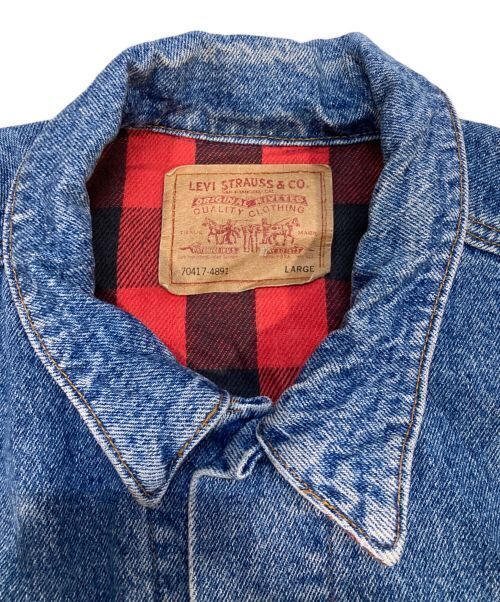 Levi's Block Check Liner Denim Jacket Size L 70417-4891 Good Condition