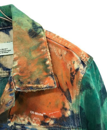 Offwhite 19AW Paint Print Destroy Denim Jacket Denim Jacket Good Condition