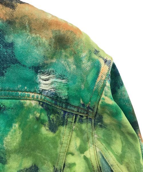 Offwhite 19AW Paint Print Destroy Denim Jacket Denim Jacket Good Condition