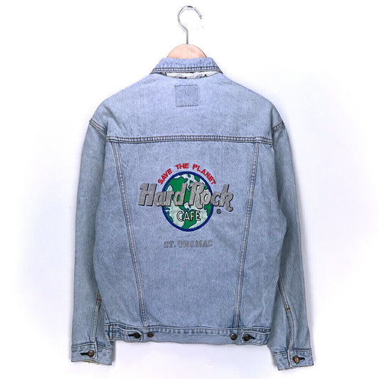 Hard Rock Cafe Denim Jacket Size Indication S Blue G Jean Blouson Outerwear Embr