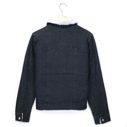 Ying Feng Boa G Jean Size Indication L Black Y F Long Sleeve Plain Denim Jacket