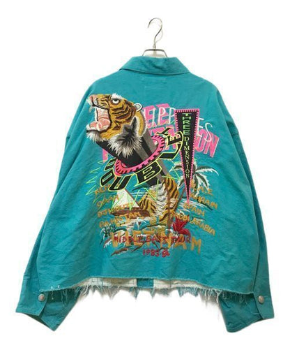 Doublet Chaos Embroidery Silk Duck Cut Off Jacket 19Ss31Bl81 Denim Jacket