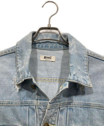 Rhc Ron Herman Distressed Denim Jacket Denim Jacket Good Condition