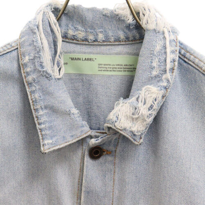 Off-White Size S Bleach Cropped Denim Jacket Bleached Indigo