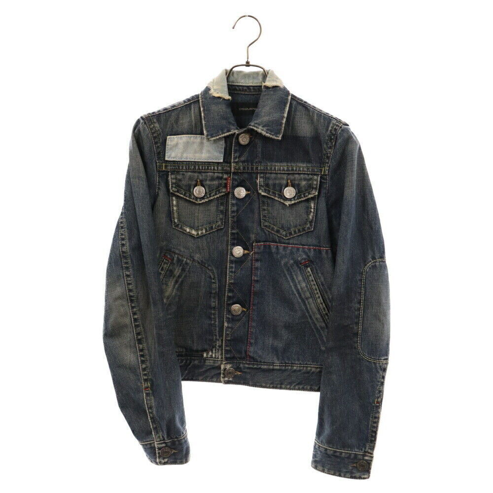 Dsquared2 Size 44 Multi-Stitch Distressed Denim Jacket Indigo 01039/0051 Conditi