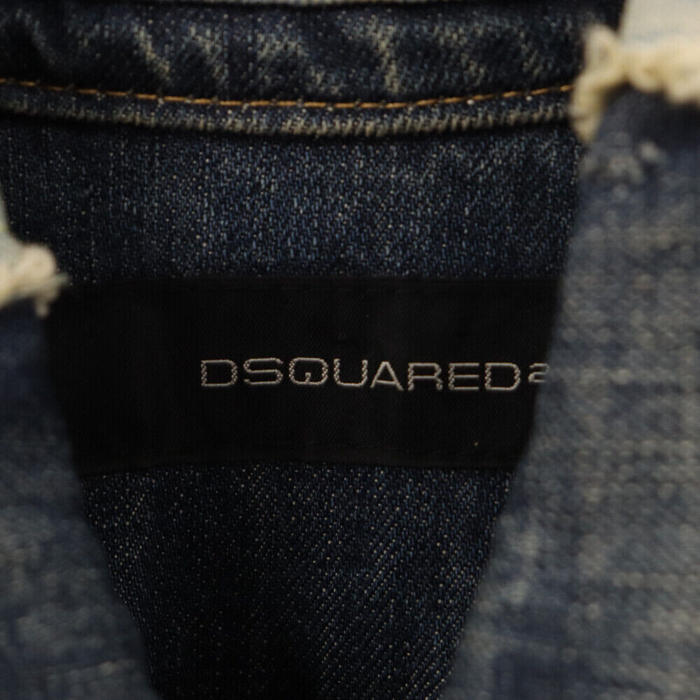 Dsquared2 Size 44 Multi-Stitch Distressed Denim Jacket Indigo 01039/0051 Conditi