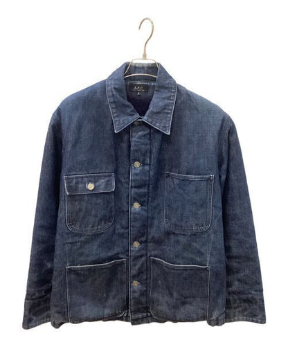 APC Work Denim Jacket Cotton Indigo Lining Boa Men Size L Good Condition