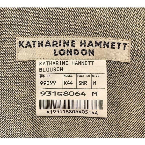 Katharine Hamnett London Coverall Denim Jacket Outer Cotton Plain 99D99 Made In